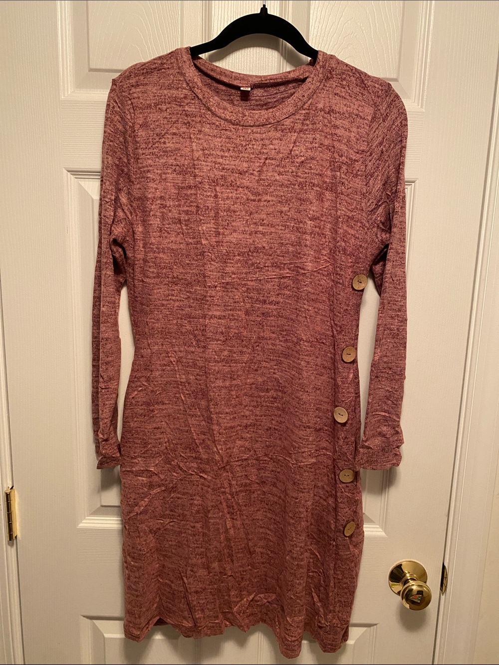 Jar of Love Long Sleeve Burgundy Knit Dress with Side Button Detail…size L